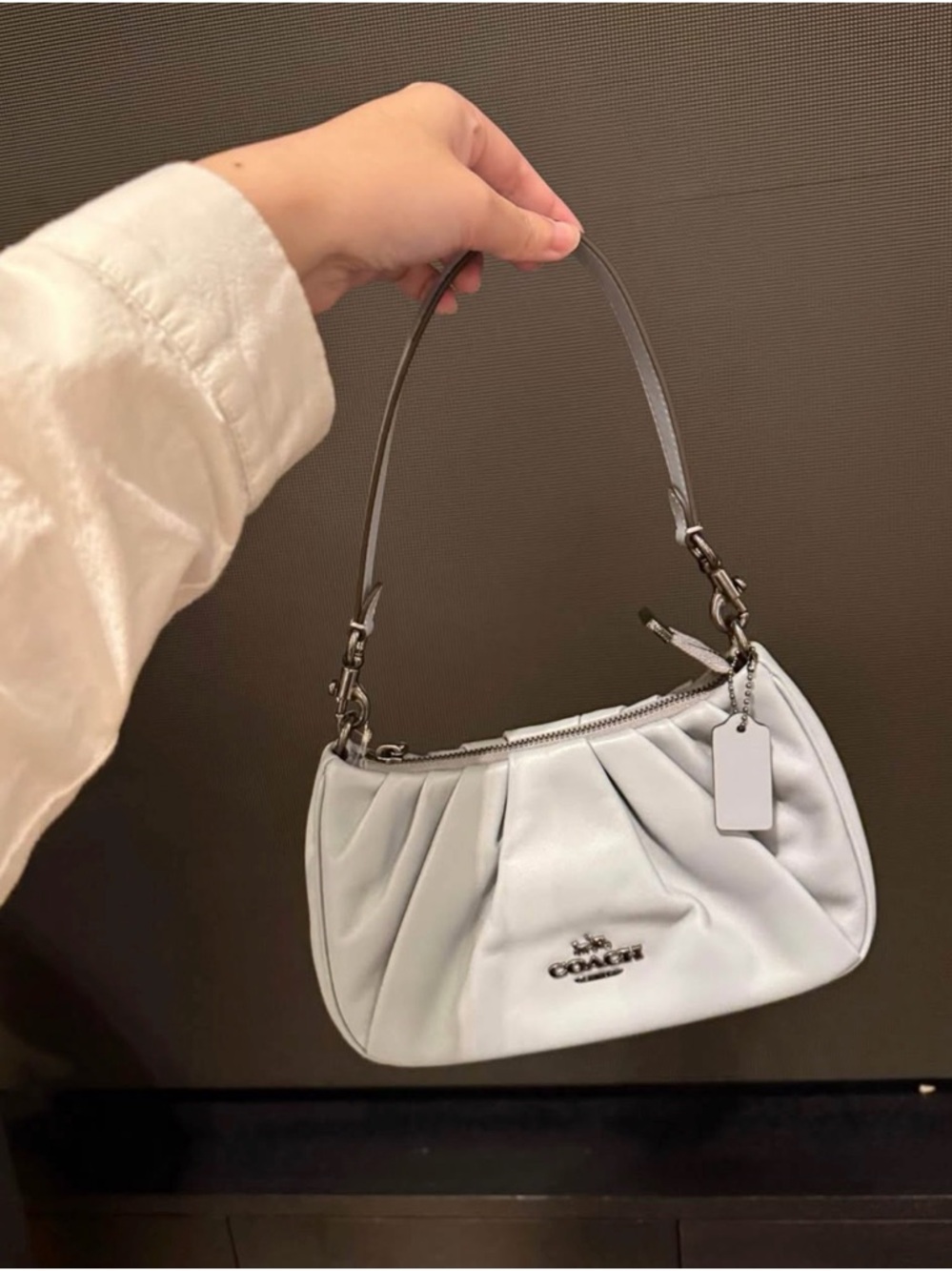 Coach Blue Pleated Mini Shoulder Bag